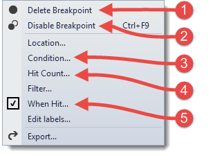 Breakpoint Context Menu