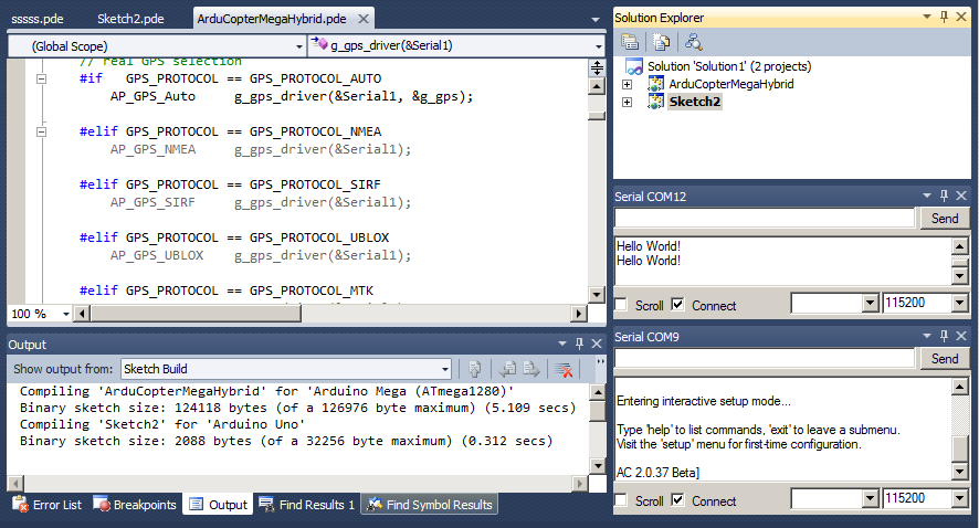 Unlimited serial viewers in Visual Studio auto pause and re-start during upload to an arduino board. All arduino and user conditional compiler directives are fully visible as you code