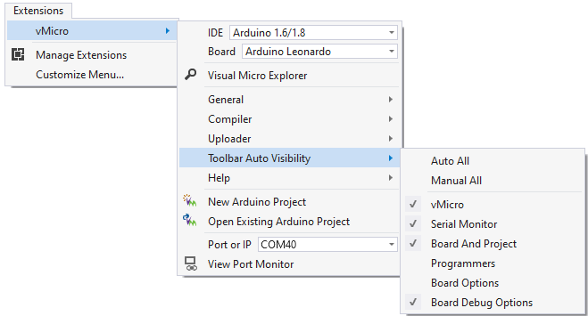 Toolbar Auto Visibility Menu