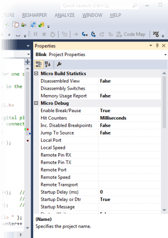 Project Properties Window