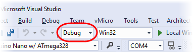 Debug/Release Toolbar Control