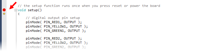 Initially set breakpoint