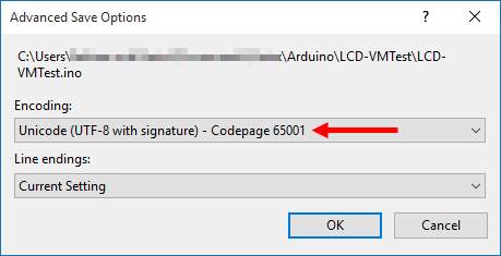 Encoding Selection Window