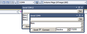 Arduino Visual Studio Example of Dockable Serial Ports Tool Windows