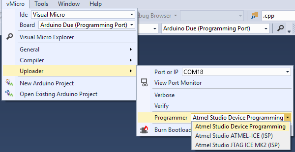 Using Microchip Studio Device Programming With Arduino Builds