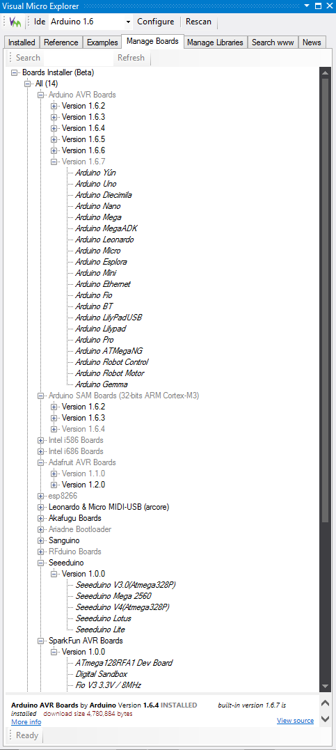 Microsoft Visual Studio management tool for Arduino Community hardware