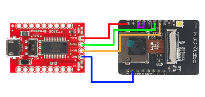 ESP32-CAM Upload Connections