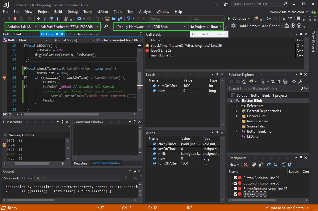 ESP8266 Debugging in vMicro and Visual Studio