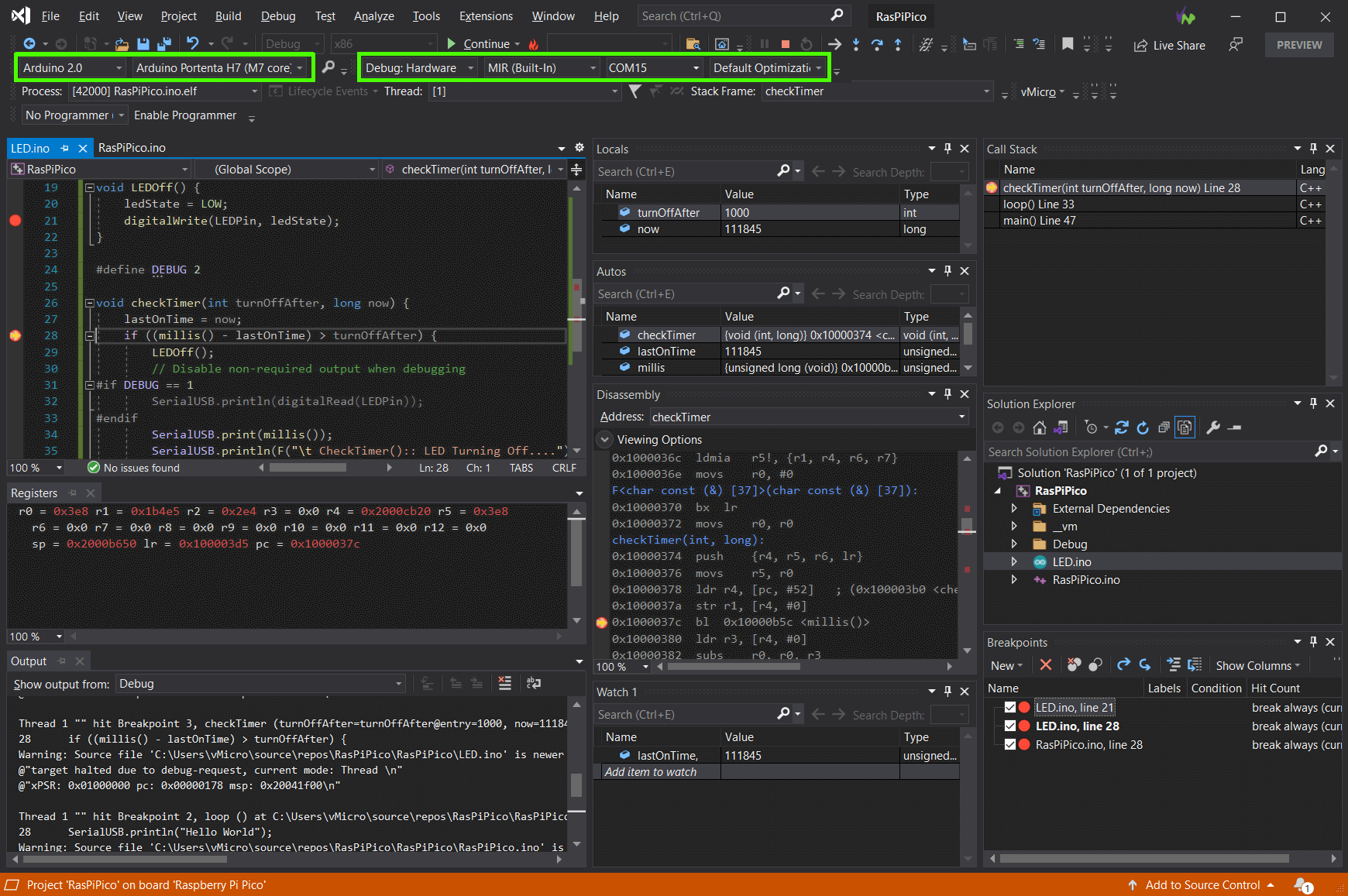 Portenta Debugging in vMicro and Visual Studio