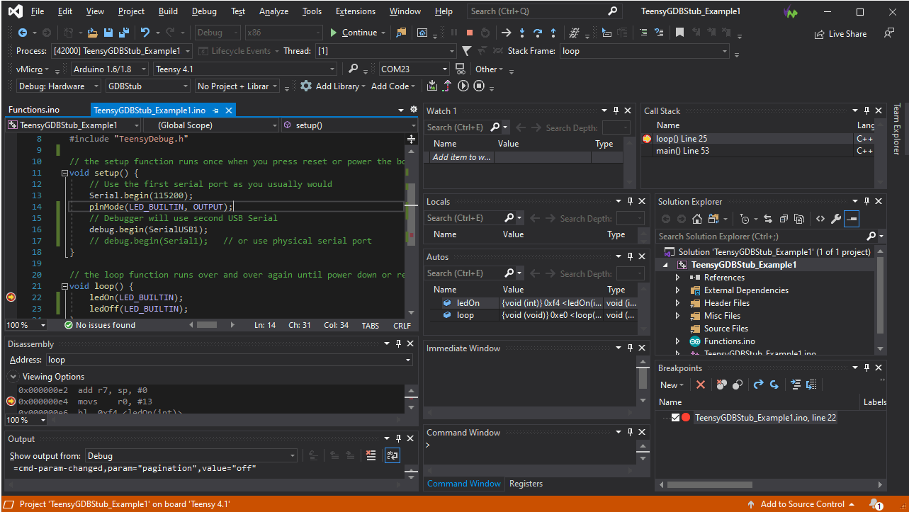 Teensy 4.x Debugging in vMicro and Visual Studio