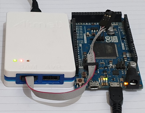 DUE and Atmel-ICE Programmer and Debugger Connections