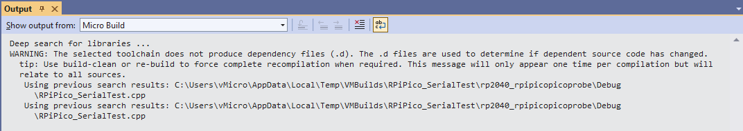 Build Output Warning when no Dependencies are being generated