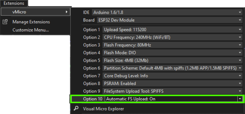 Filesysystem Automatic Uploads Board Menu Option