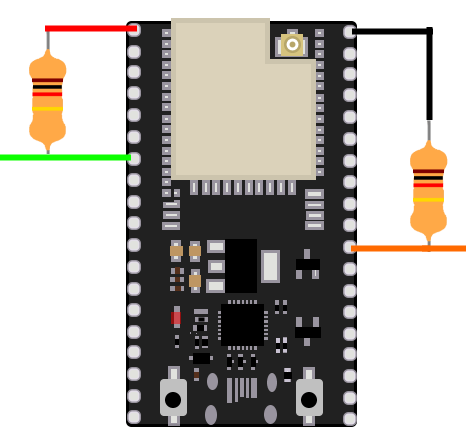 Pull Up (Left) and Pull Down (Right) Resistor Example on ESP32