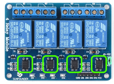 Example of Opto Couplers used on a Relay Board