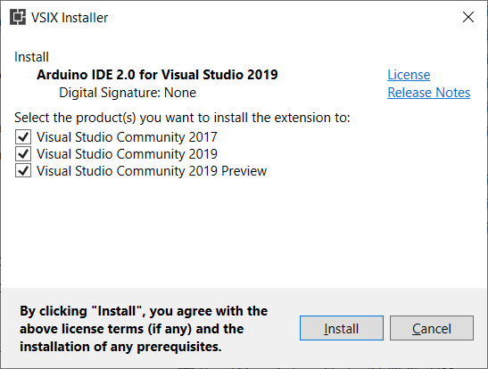 Download the Arduino IDE for Visual Studio