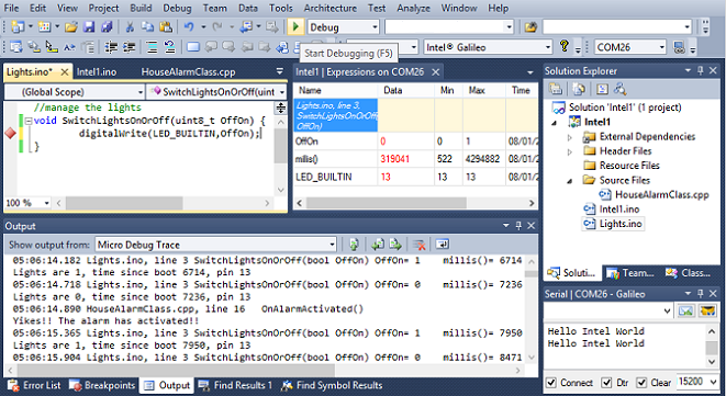 Intel Galilao in Visual Studio