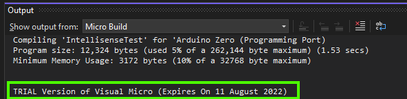 Output Window: Trial Mode Active