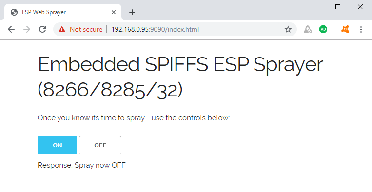 Basic Web Interface for Sprayer