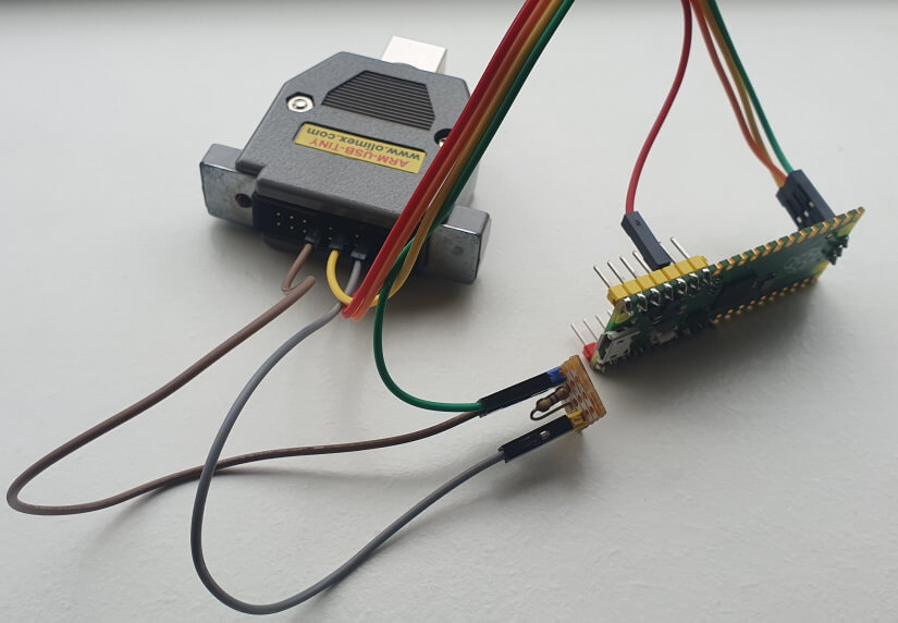 Raspberry Pi Pico Dual to Olimex ARM USB Tiny/H Wiring