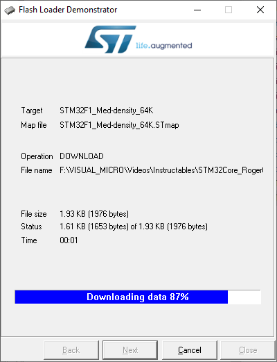 STM32 Flasher Process: Step 6