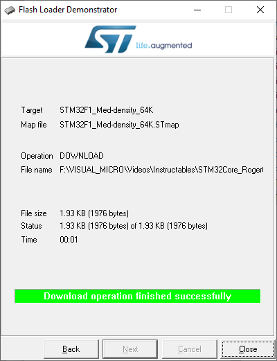STM32 Flasher Process: Step 7