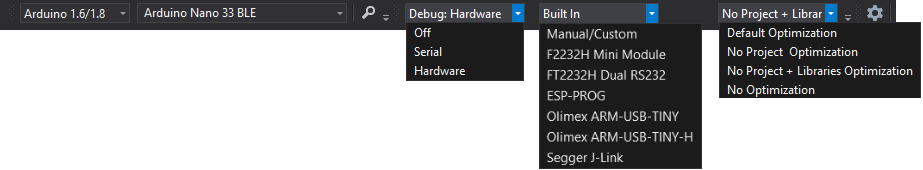 NRF52 Debug Toolbar Settings SAM Debug Toolbar Settings