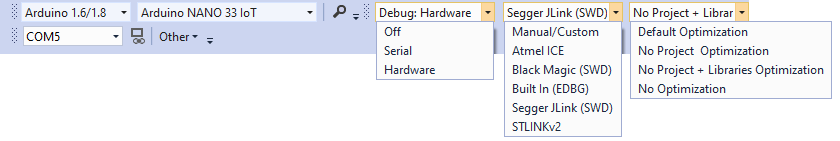 SAMD Debug Toolbar Settings