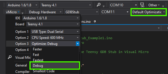 ESP8266 Debug Toolbar Settings