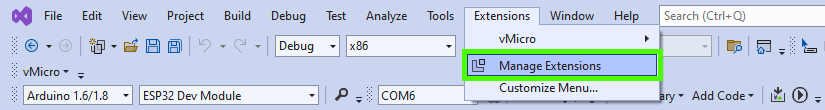 Extension Menu in Visual Studio