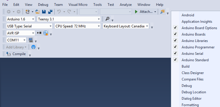 Multiple tool bars can be controller by users for an ideal Arduino programming environment