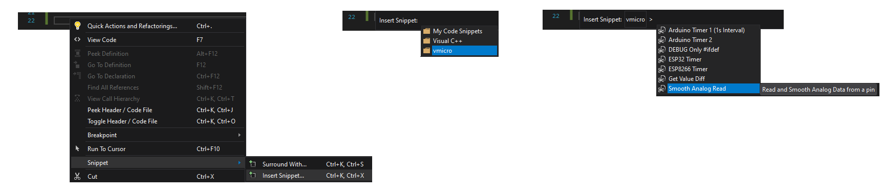 Add vMicro Code Snippet to Sketch