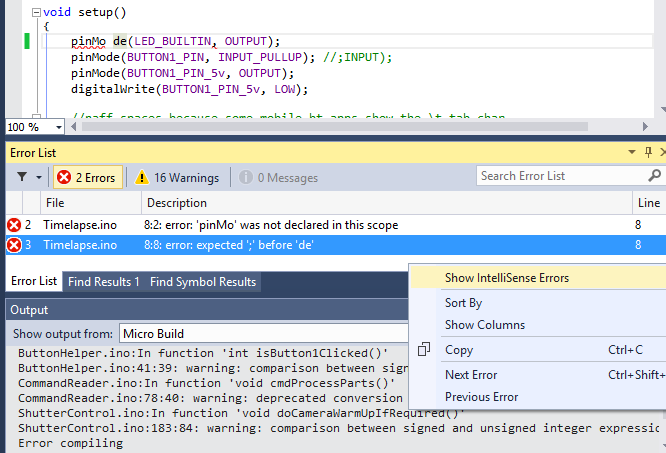 Expression int. Visual Studio Arduino. Atmel Studio Post-build event пример. Как открыть Error LISTВ атмел. Error list Atmel не показывает.