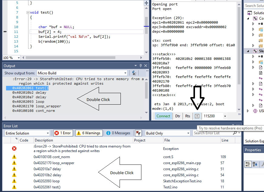 Serial Monitor: Exception Helper